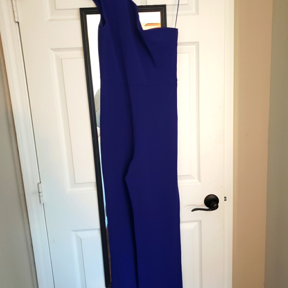 Cushnie et ochs blue single shoulder pant suit